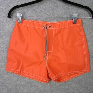 Birdwell Beach Britches Shorts Mens 26 Orange Board Trunks Swim Surf Retro Style